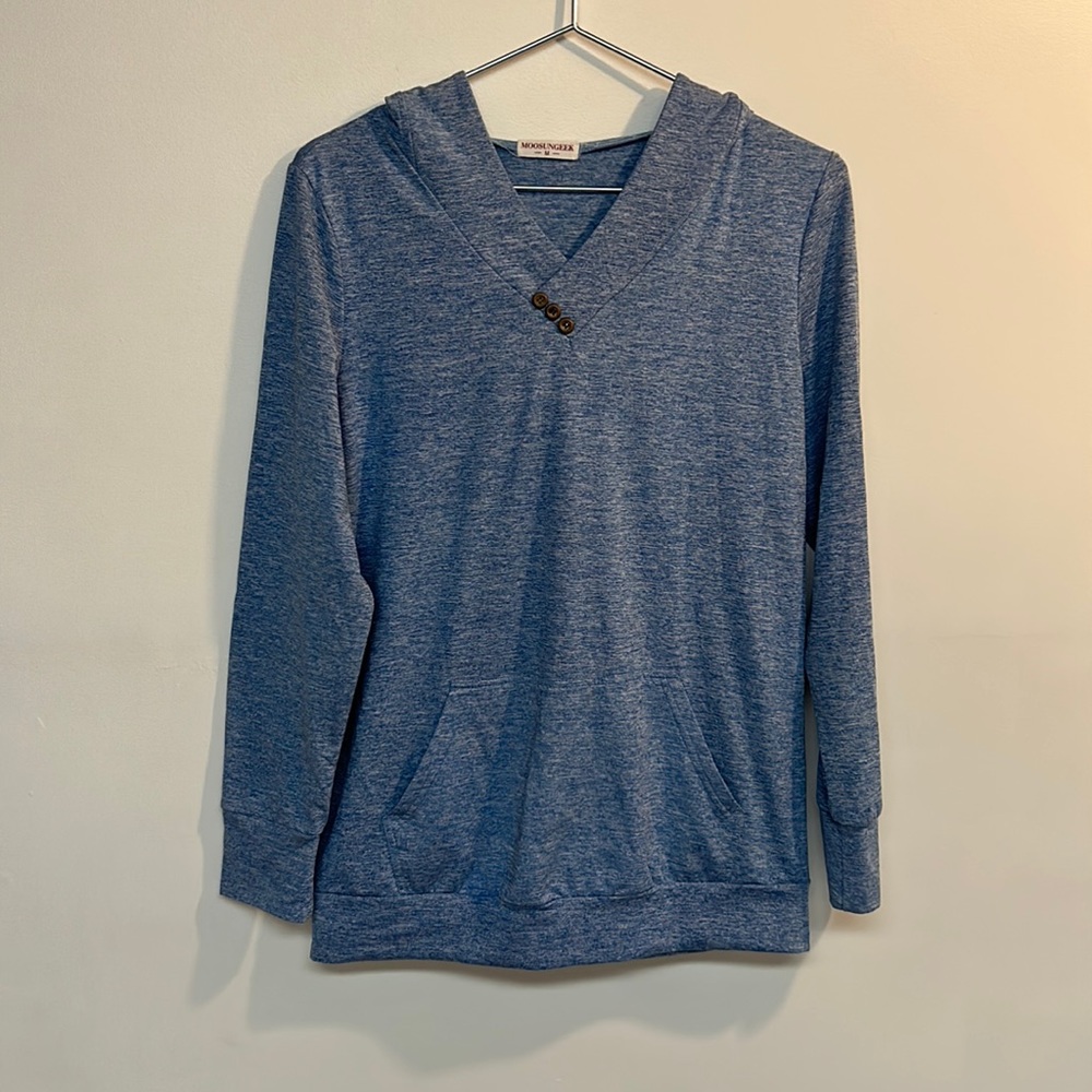 Moosungeek brand women’s hoodie blue color size M